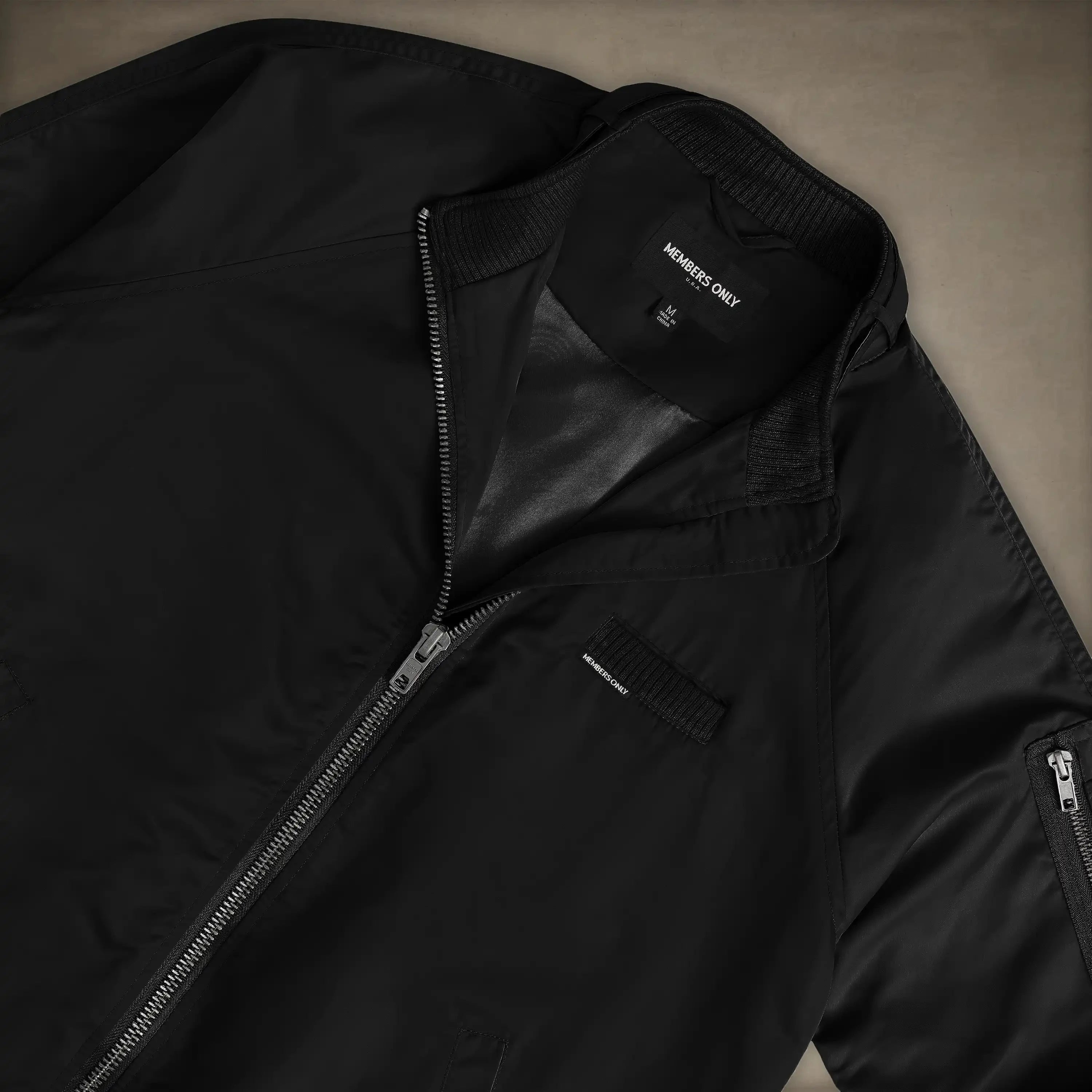 members only women's satin bomber jacket black small