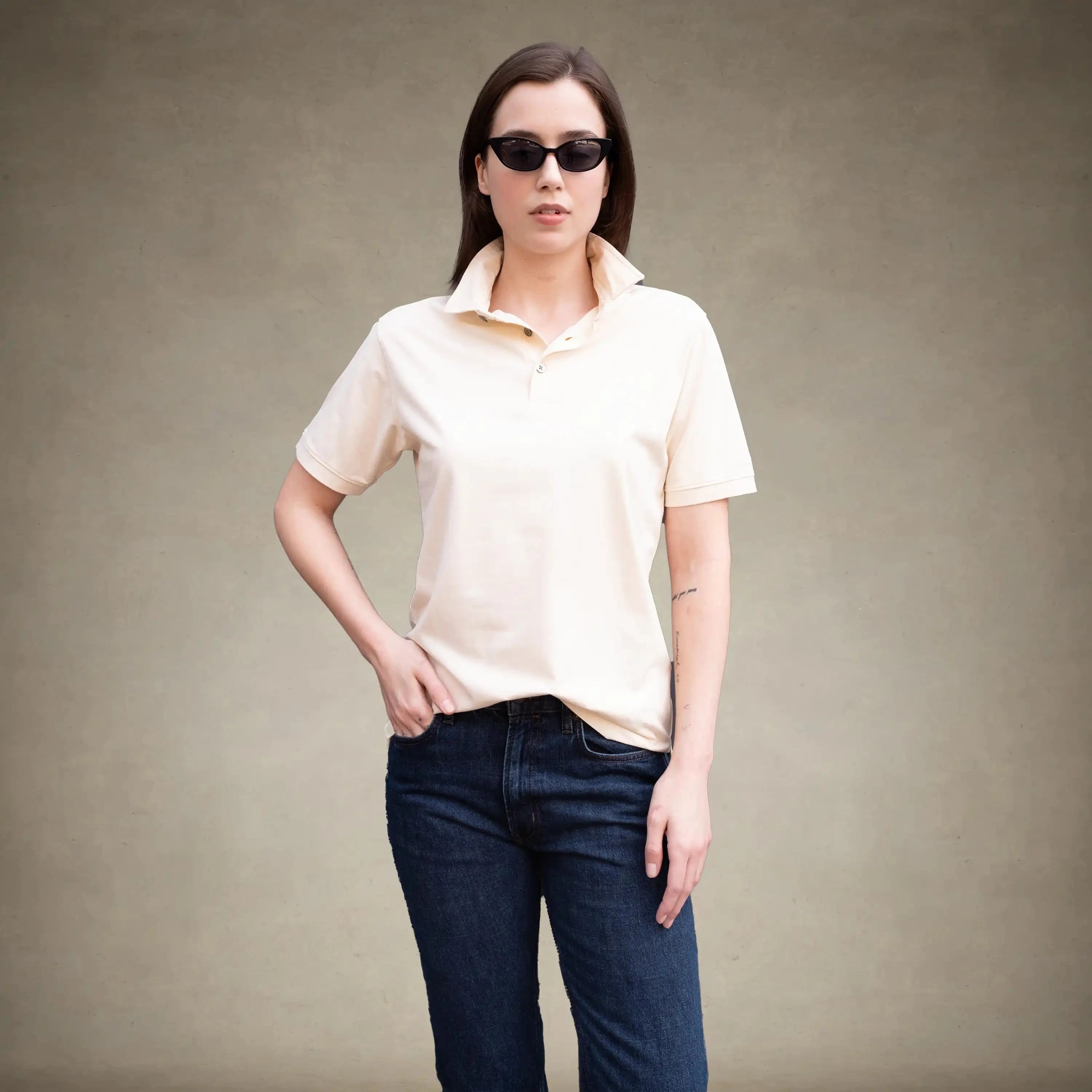 Women's Oversized Polo Shirt Members Only® Off-White Small 