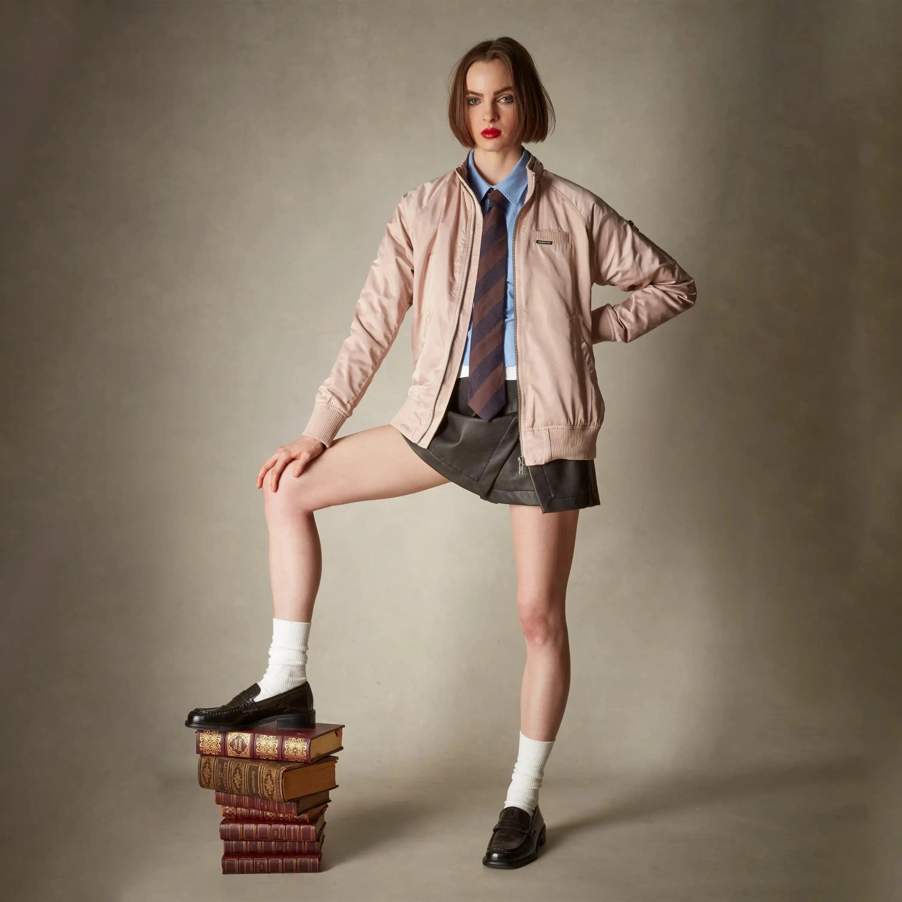 members only women's satin bomber jacket blush